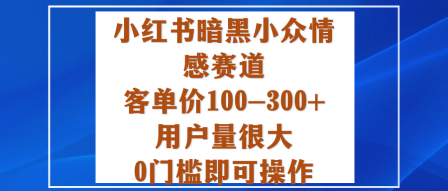 小红书暗黑小众情感赛道，客单价100-300+用户量很大，0门槛即可操作-浩旭的资源站