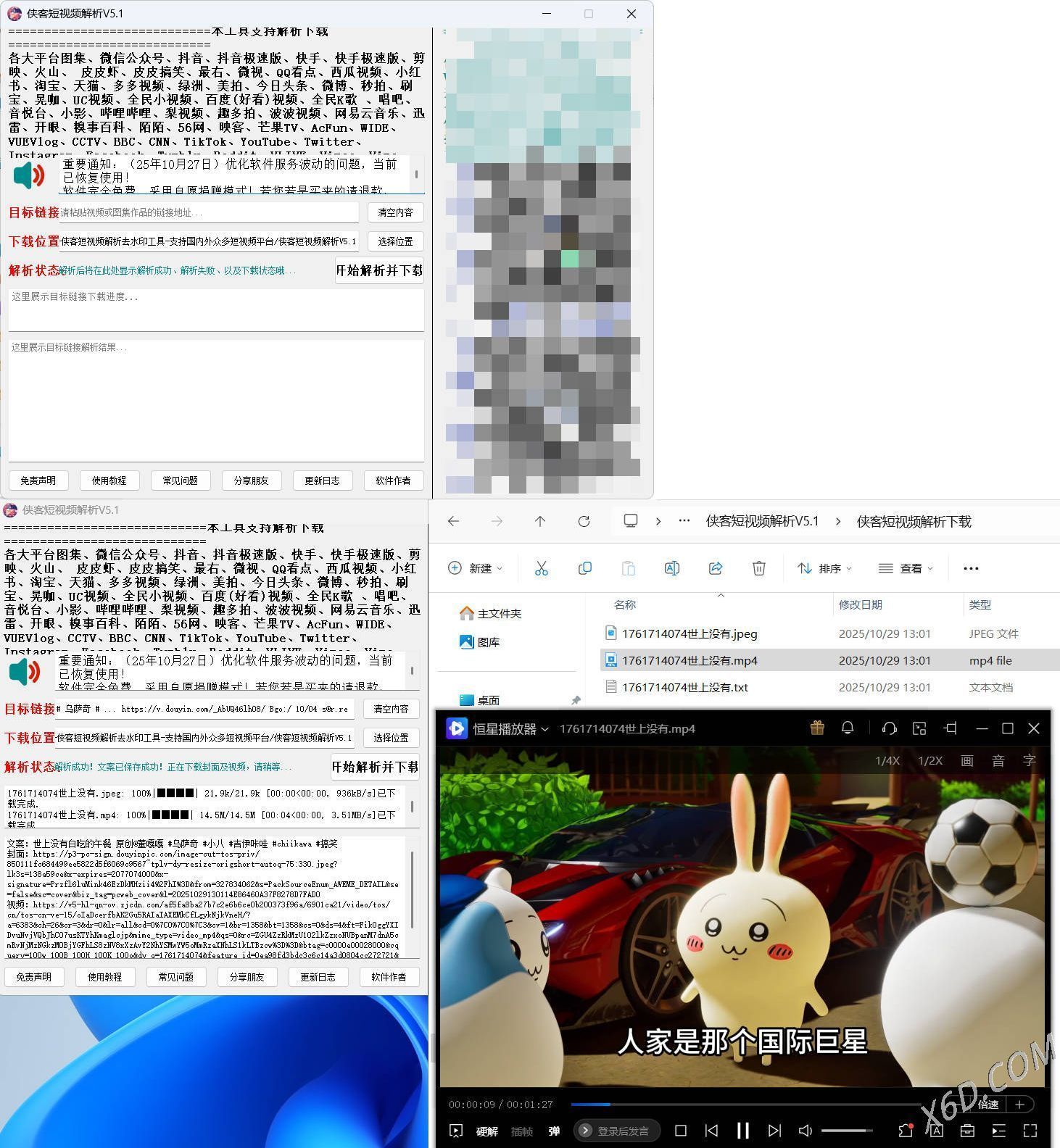 侠客多平台短视频解析去水印工具 V5.1-浩旭的资源站