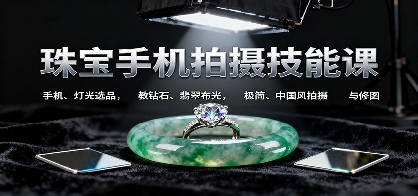 珠宝手机拍摄技能课:手机、 灯光选品，教钻石、翡翠布光，极简、中国风拍摄与修图-浩旭的资源站